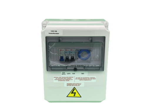 EQ DB 125 9 <h1>POOL DB BOX 18VA EARTHECO (PREMIUM) INCL. TIME SWITCH</h1> <h2><strong>Product Description:</strong></h2> Control your swimming pool's electrical main, pump, and lighting effortlessly with the EARTHCO 18VA Premium Pool Distribution (DB) Box. This DB box is designed to distribute your power feed into subsidiary circuits and is equipped with a time switch and transformer. This weatherproof 18V DB Box is suitable for pool pumps up to 1.5kW and can accommodate 1 LED BLUE Light. Enhance your pool management experience with the reliable and efficient EARTHCO 18VA DB Box. <h2><strong>Product Details:</strong></h2> <ul> <li><strong>Product Type:</strong> Pool Distribution Box</li> <li><strong>Brand:</strong> EARTHCO</li> <li><strong>Voltage:</strong> 18V</li> <li><strong>Compatibility:</strong> Pool pumps up to 1.5kW; 1 LED BLUE Light.</li> <li> <h2><strong>Key Features:</strong></h2> <ol> <li><strong>Versatile Use:</strong> Can handle 1 LED BLUE light.</li> <li><strong>Weatherproof:</strong> Designed to withstand the elements, ensuring durability and consistent performance.</li> <li><strong>Integrated Time Switch and Transformer:</strong> Simplifies your pool management with these convenient built-in features.</li> <li><strong>High Compatibility:</strong> Works well with pool pumps up to 1.5kW, providing flexibility for various pool setups.</li> </ol> </li> </ul>