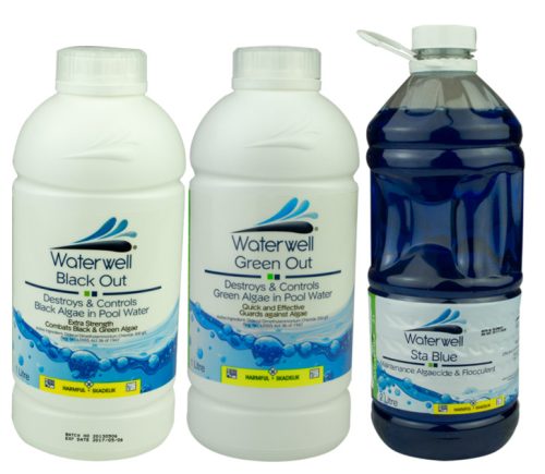 Waterwell Algaecides Sta Blue is a multi-functional preventative algaecide which protects against all types of algae. A Monthly Algaecide & Clarifier 2 litre.Sta Blue controls all types of algae growth and provides a stable, non-pH-dependant backup system to chlorine.