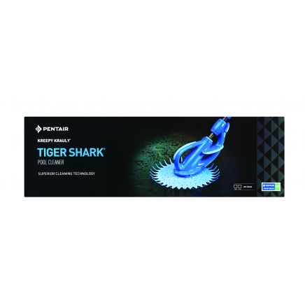 KREEPY KRAULY TIGER SHARK <h2>KREEPY KRAULY TIGER SHARK POOL CLEANER COMBI PACK</h2> Kreepy Krauly Tiger Shark features many design elements shared by the most popular suction-side cleaner in history, the Kreepy Krauly Classic. Specifications: - Ideal for cleaning all pool surfaces - Easy to install - Easy to maintain - Comes with durable 10m hose extensions - Low noise for a peaceful pool - Does not need a diaphragm - Optimal speed results in maximum cleaning efficiency - Compact, solid design What's in the box x 1 Tiger Shark with hoses and accessories  